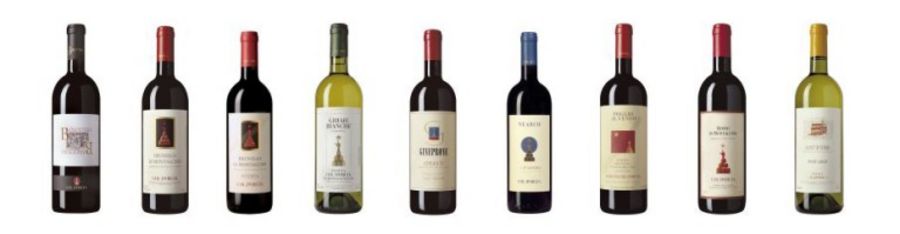 Einige der produzierten Weinsorten von Col d‘Orcia aus Italien. Einige der produzierten Weinsorten von Col d‘Orcia aus Italien.
