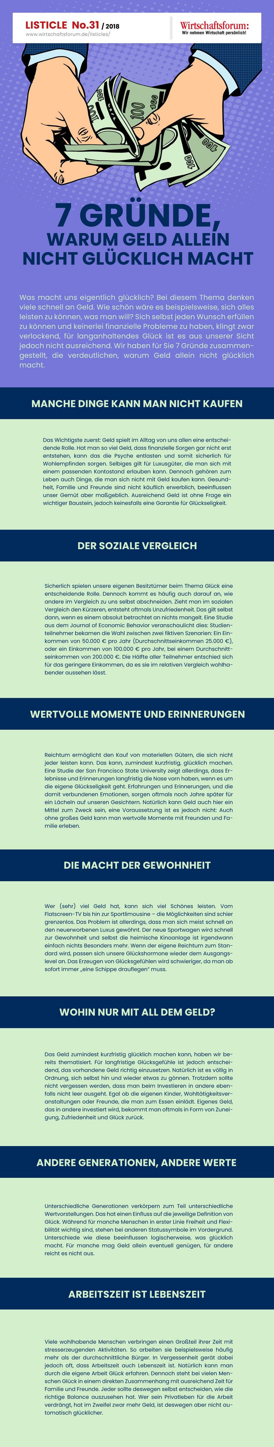 7 Gründe, warum Geld allein nicht glücklich macht - Wirtschaftsforum Listicle