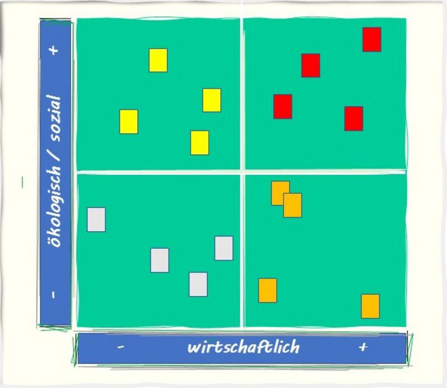 Matrix mit den Kriterien wirtschaftlich und ökologisch/sozial Matrix mit den Kriterien wirtschaftlich und ökologisch/sozial