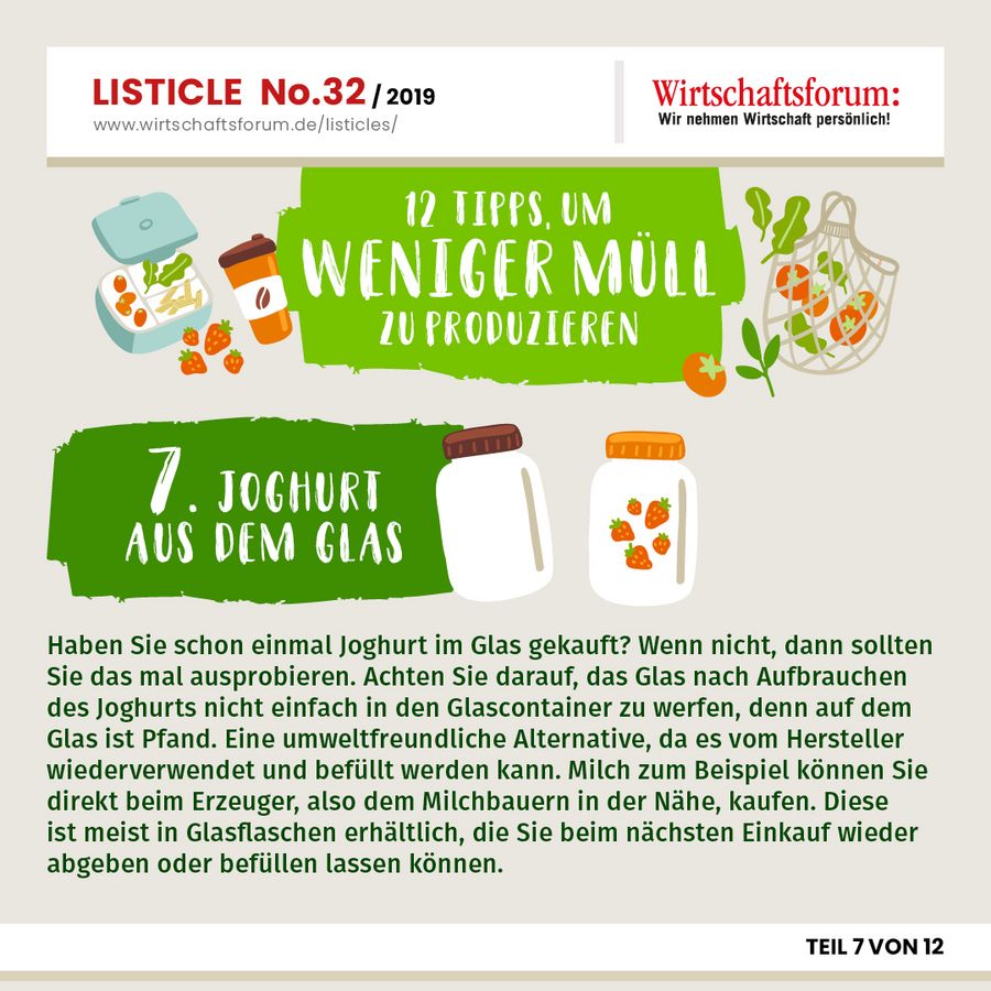 12 Tipps, um weniger Müll zu produzieren - Joghurt aus dem Glas 12 Tipps, um weniger Müll zu produzieren - Joghurt aus dem Glas