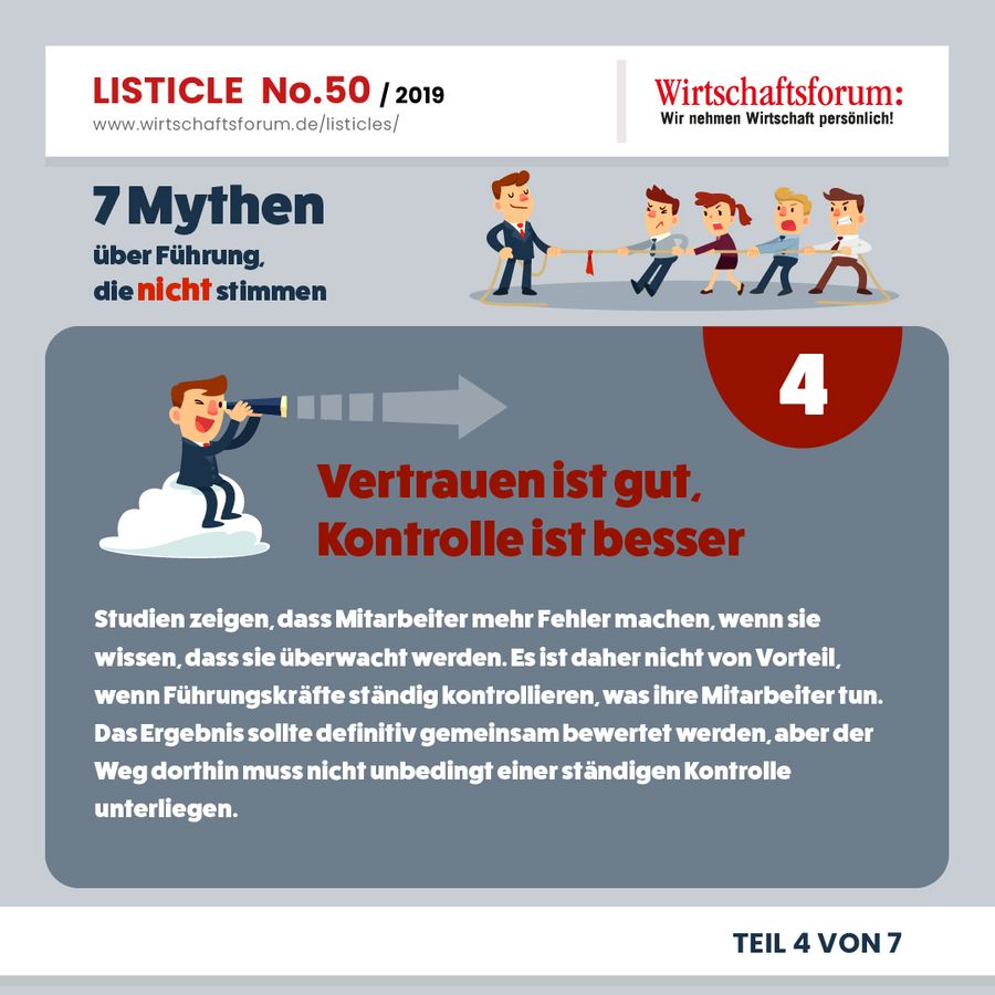 7 Mythen über Führung, die nicht stimmen - Vertrauen ist gut, Kontrolle ist besser 7 Mythen über Führung, die nicht stimmen - Vertrauen ist gut, Kontrolle ist besser