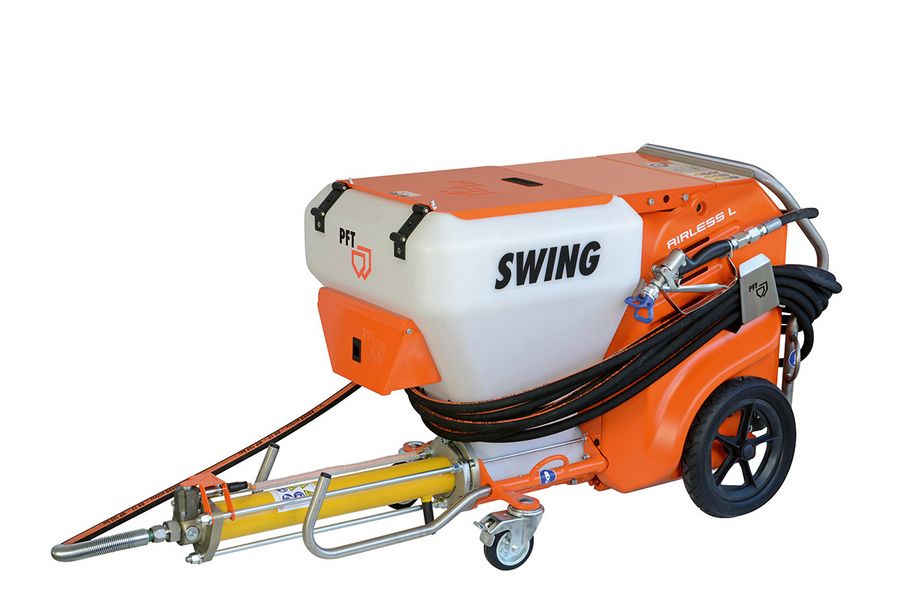 SWING airless spritzt fast alle pastösen Materialien ohne Luft an Wand und Decke SWING airless spritzt fast alle pastösen Materialien ohne Luft an Wand und Decke