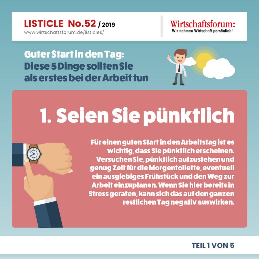 Diese 5 Dinge sollten Sie als erstes bei der Arbeit tun - Seien Sie pünktlich Diese 5 Dinge sollten Sie als erstes bei der Arbeit tun - Seien Sie pünktlich
