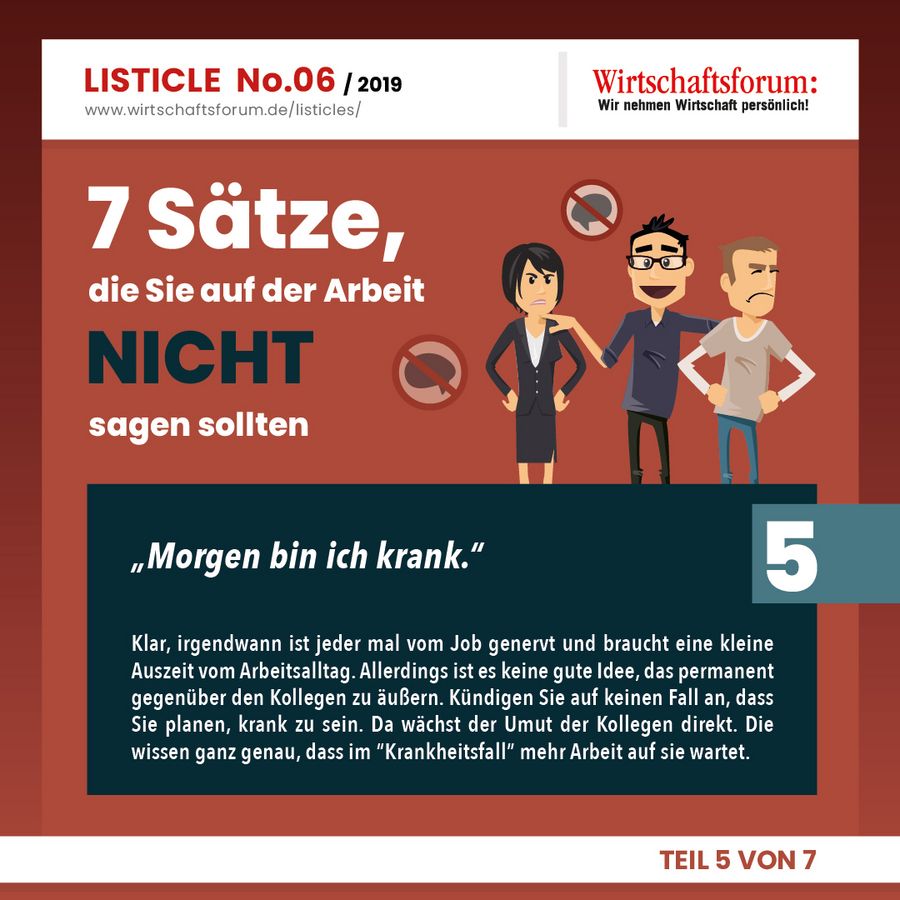 7 Sätze, die Sie auf der Arbeit nicht sagen sollten - Wirtschaftsforum Listicle 7 Sätze, die Sie auf der Arbeit nicht sagen sollten - Wirtschaftsforum Listicle
