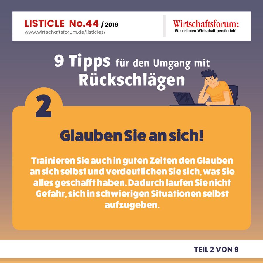 9 Tipps für den Umgang mit Rückschlägen - Glauben Sie an sich! 9 Tipps für den Umgang mit Rückschlägen - Glauben Sie an sich!