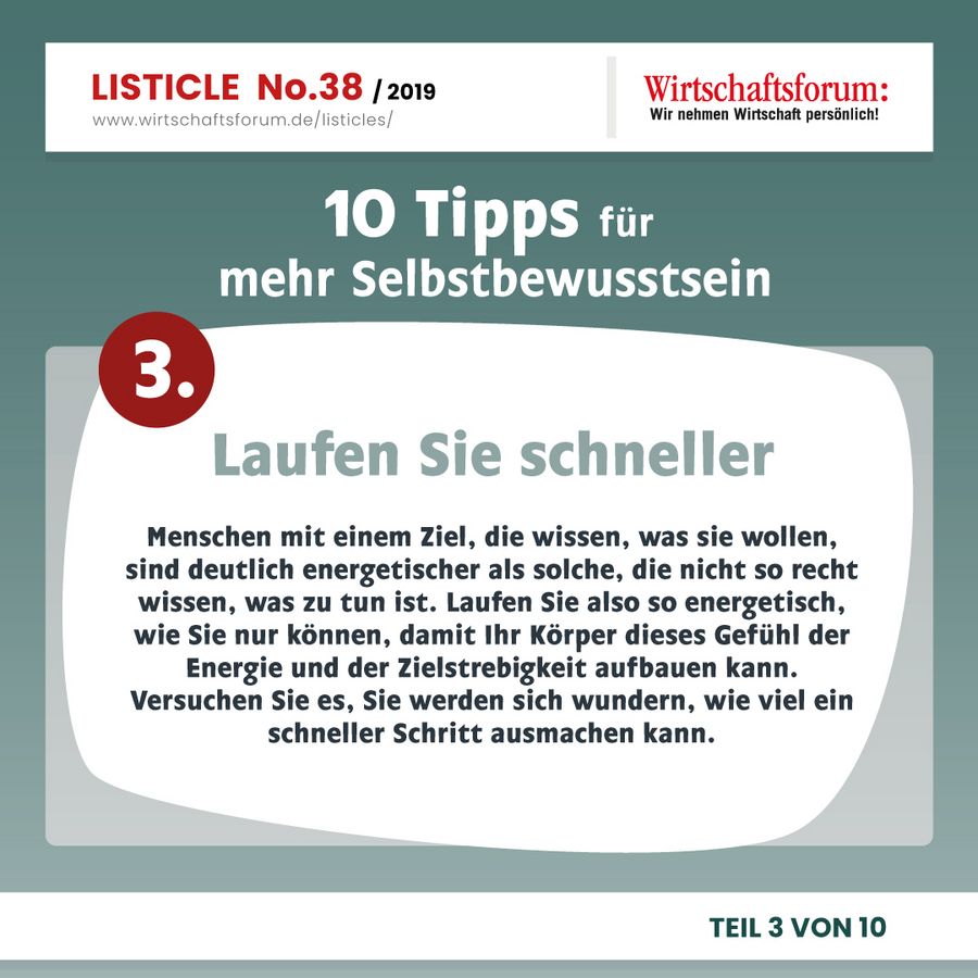 10 Tipps für mehr Selbstbewusstsein - Laufen Sie schneller 