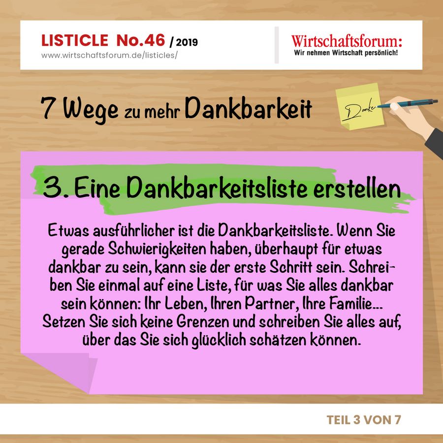 7 Wege zu mehr Dankbarkeit - Eine Dankbarkeitsliste erstellen 