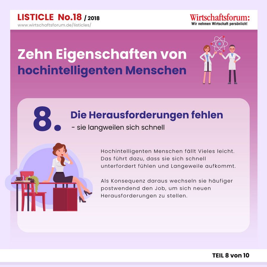 10 Eigenschaften von hochintelligenten Menschen - Die Herausforderungen fehlen 10 Eigenschaften von hochintelligenten Menschen - Die Herausforderungen fehlen