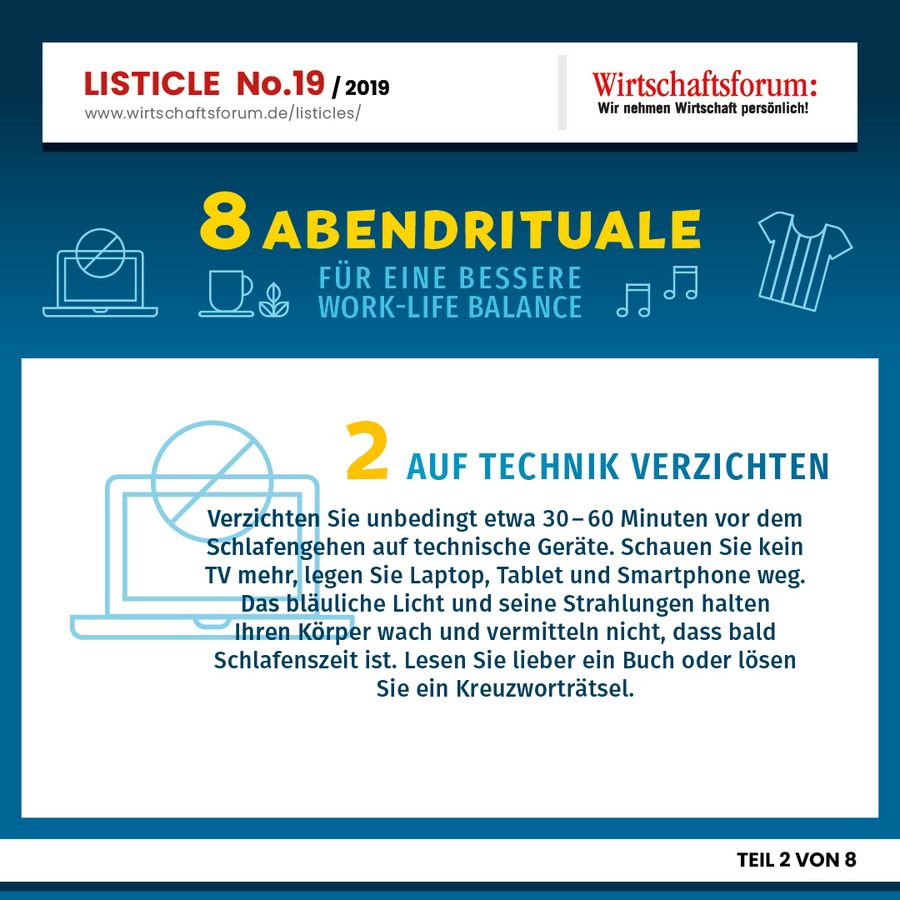 8 Abendrituale für eine bessere Work-Life Balance - Auf Technik verzichten 8 Abendrituale für eine bessere Work-Life Balance - Auf Technik verzichten