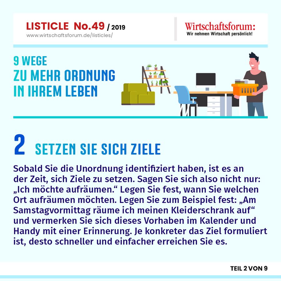 9 Wege zu mehr Ordnung in Ihrem Leben - Setzen Sie sich Ziele 9 Wege zu mehr Ordnung in Ihrem Leben - Setzen Sie sich Ziele