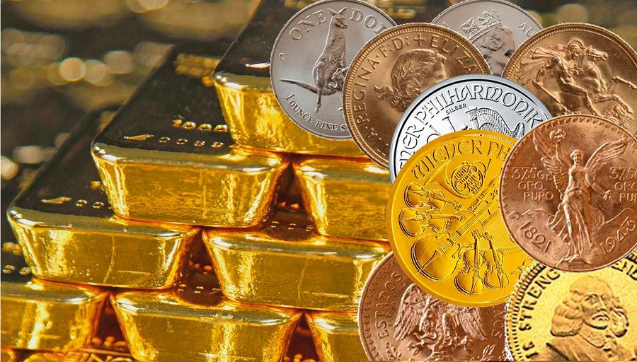 Münzen, Goldmünzen , Goldbarren, Silbermünzen und Silberbarren Münzen, Goldmünzen , Goldbarren, Silbermünzen und Silberbarren