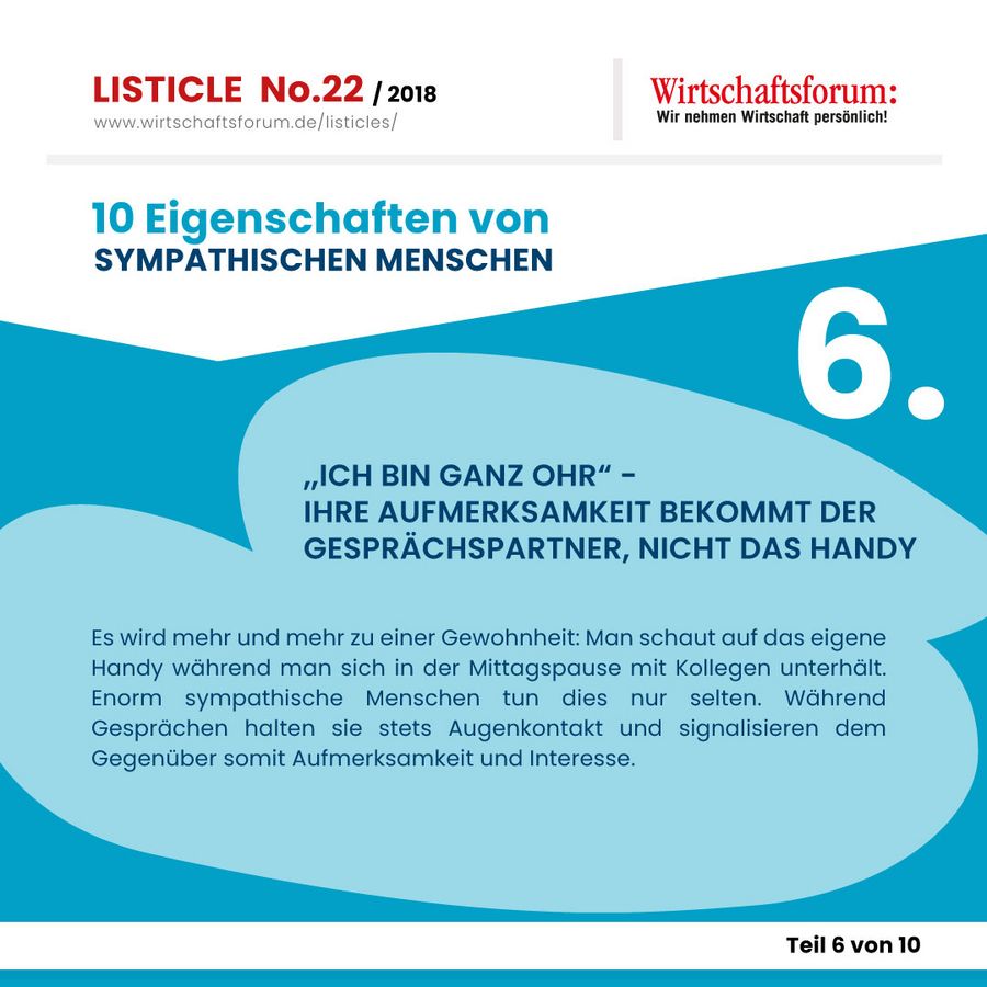 10 Eigenschaften von sympathischen Menschen - Wirtschaftsforum Listicle 10 Eigenschaften von sympathischen Menschen - Wirtschaftsforum Listicle