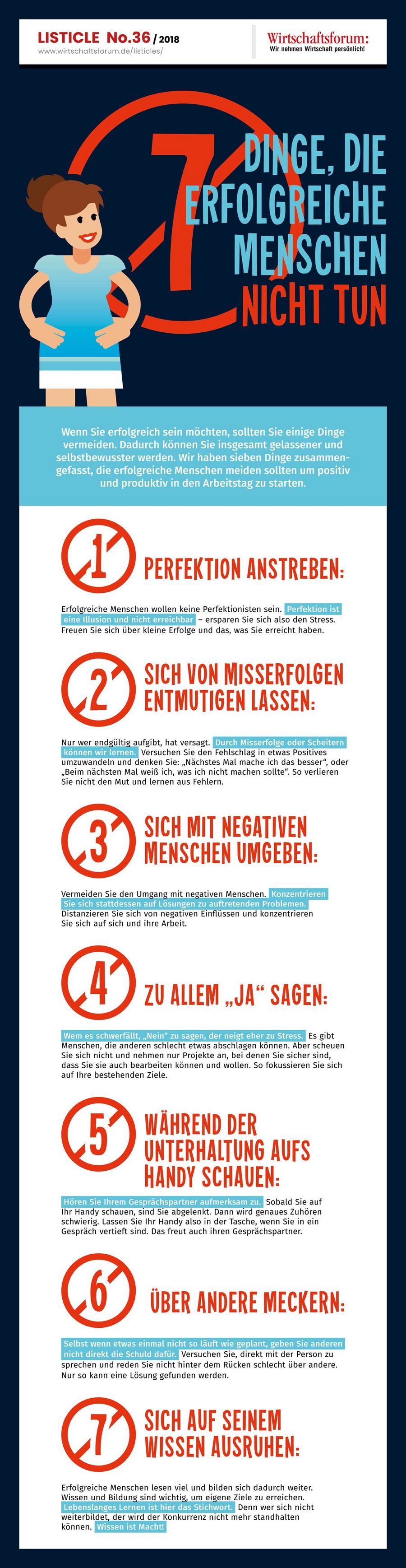 7 Dinge, die erfolgreiche Menschen nicht tun - Wirtschaftsforum Listicle 7 Dinge, die erfolgreiche Menschen nicht tun - Wirtschaftsforum Listicle