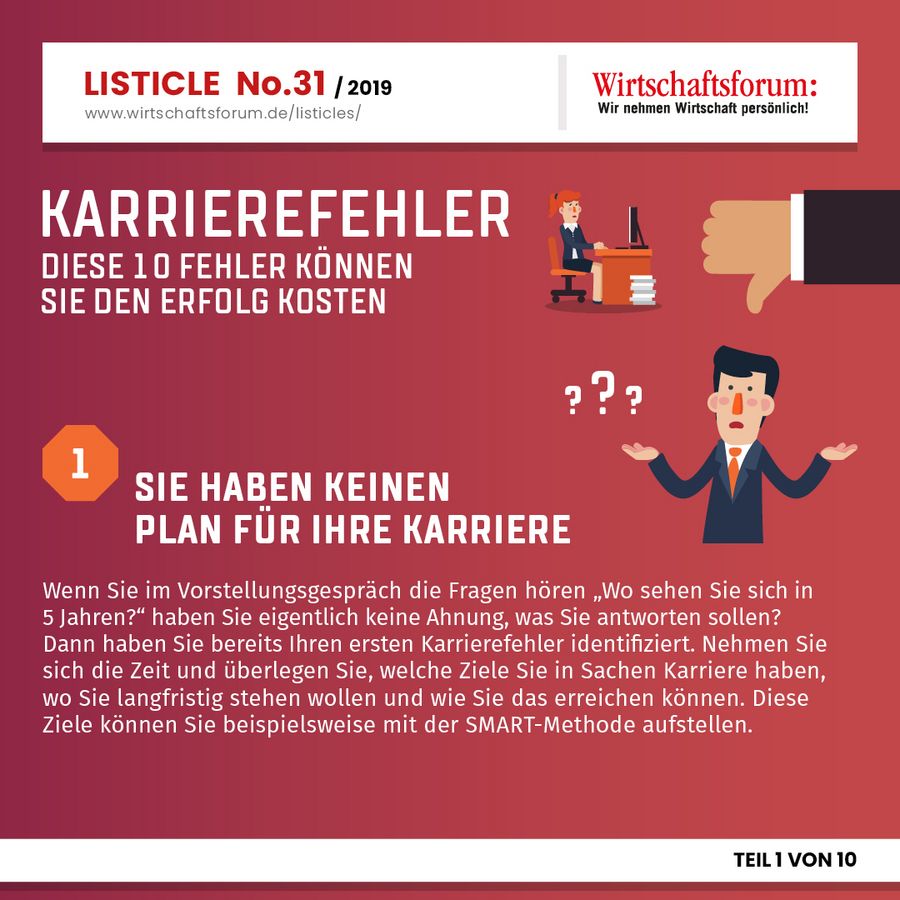 Karrierefehler: Diese 10 Fehler können Sie den Erfolg kosten - Sie haben keinen Plan für Ihre Karriere Karrierefehler: Diese 10 Fehler können Sie den Erfolg kosten - Sie haben keinen Plan für Ihre Karriere