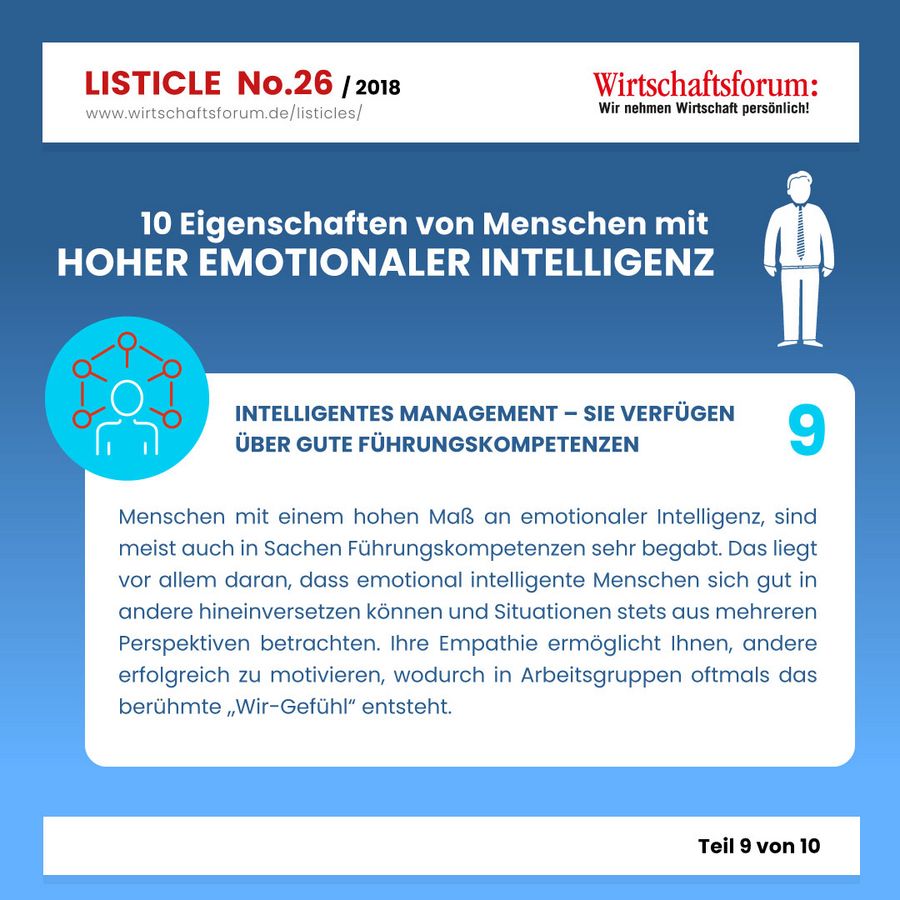 10 Eigenschaften von Menschen mit hoher emotionaler Intelligenz - Wirtschaftsforum Listicle 10 Eigenschaften von Menschen mit hoher emotionaler Intelligenz - Wirtschaftsforum Listicle