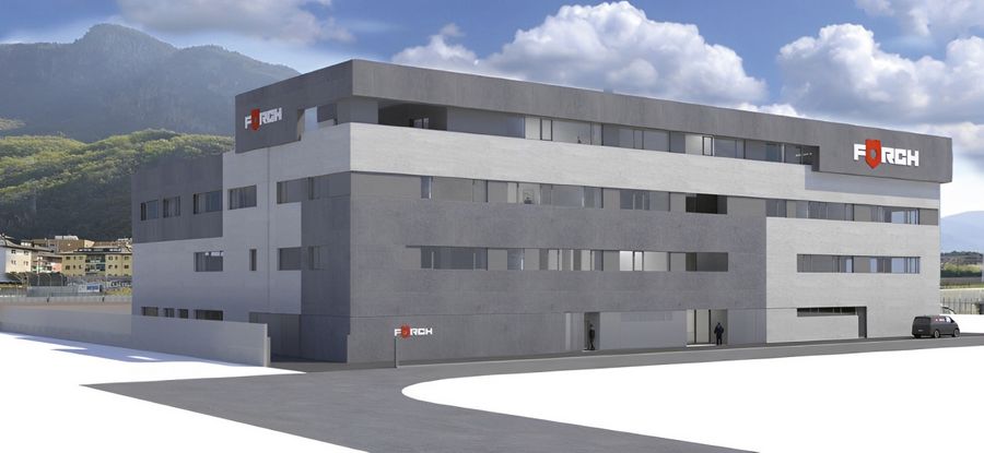 Visualisierung des zukünftigen Firmensitzes: Der Entwurf zeigt den geplanten Neubau der italienischen FÖRCH S.r.l. in Bozen Visualisierung des zukünftigen Firmensitzes: Der Entwurf zeigt den geplanten Neubau der italienischen FÖRCH S.r.l. in Bozen