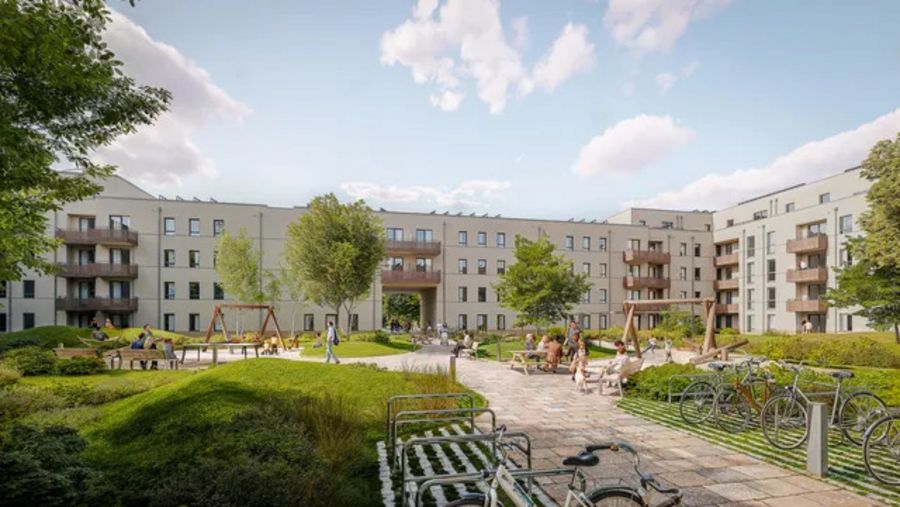 In Berlin-Karlshorst entsteht ein Neubauvorhaben, dass schlüsselfertig vom Projektentwickler INTER Stadt AG an die STADT UND LAND verkauft wurde. © ioo Planungsgesellschaft mbH