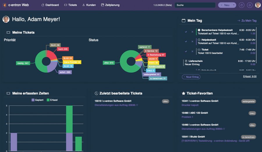 c-entron Software GmbH Dashboard