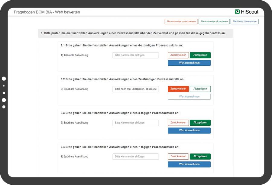 HiScout GmbH Questionnaire HiScout GmbH Questionnaire