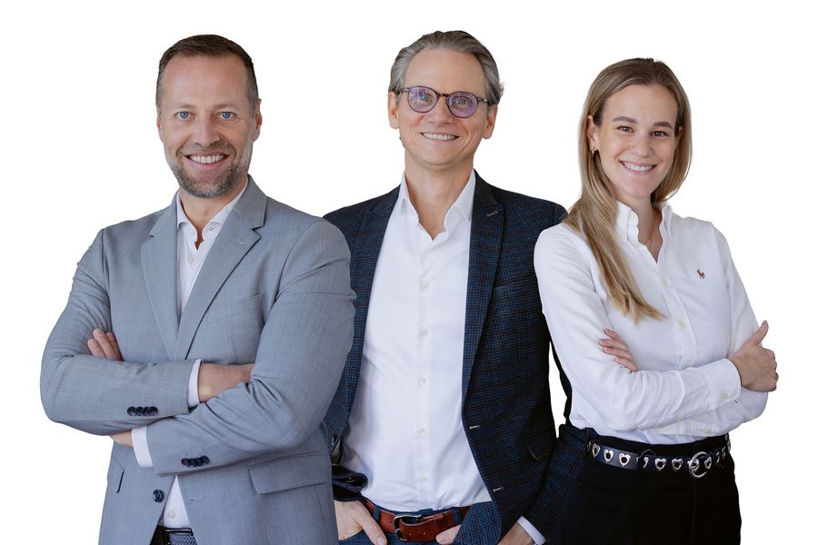 Nico Gerlach, CEO, Marten Hilbertz, CFO und Anna Bens, CPBO der KF Design GmbH Nico Gerlach, CEO, Marten Hilbertz, CFO und Anna Bens, CPBO der KF Design GmbH