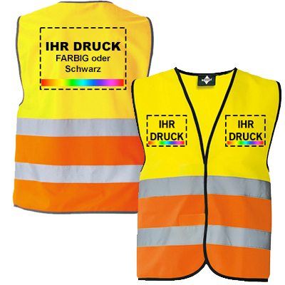 Warnweste bedruckt - Sicherheitsweste - Reflektierende Weste